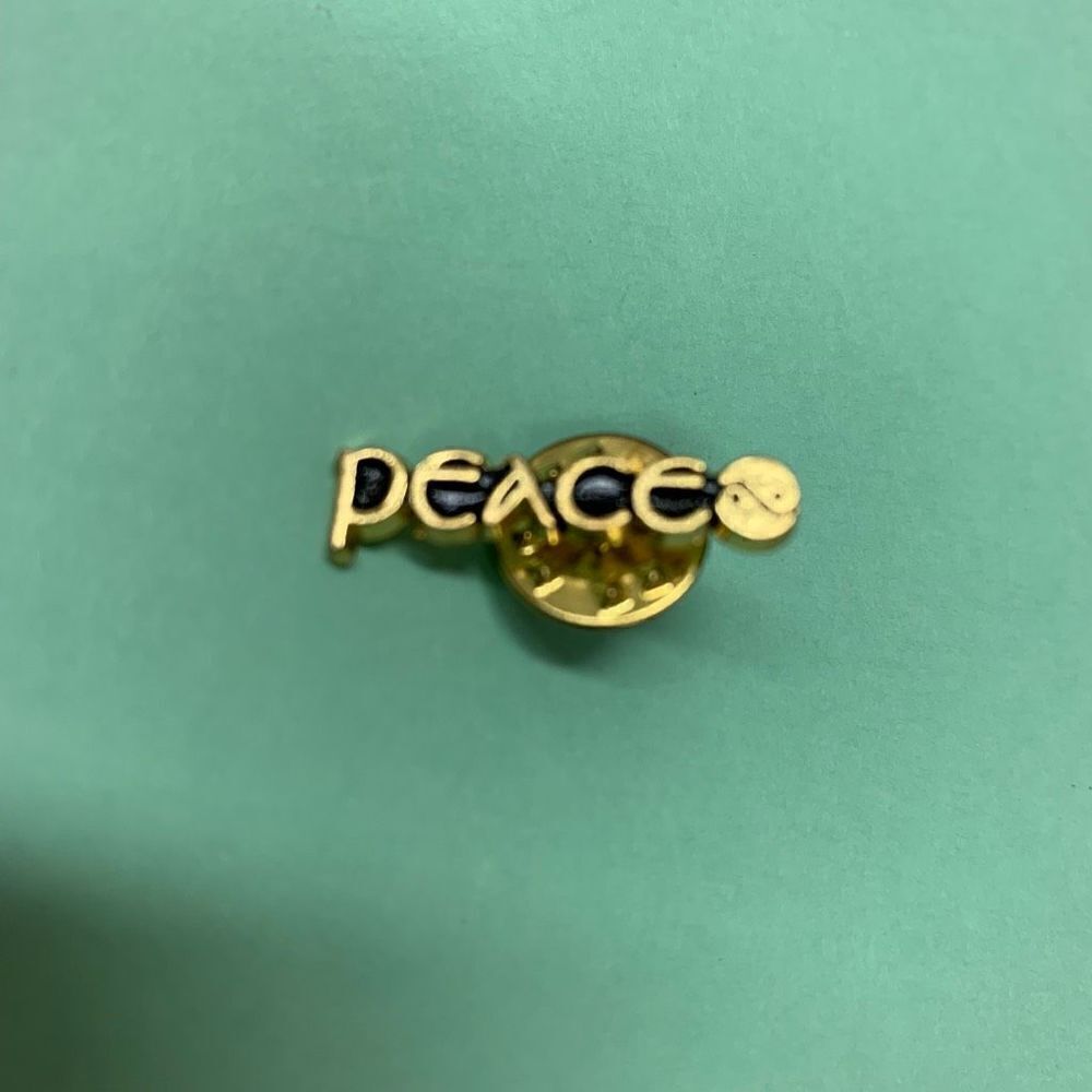 Peace Gold Tone Hat Lapel Pin